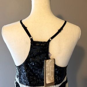 Stunning Black and White Striped Sequin Dress